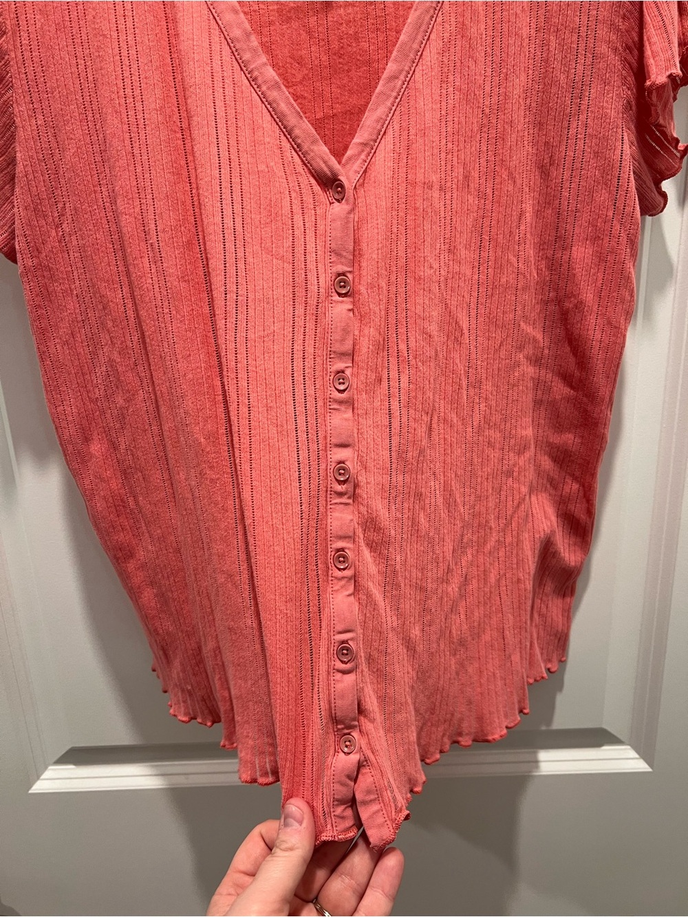 Pact Pointelle Rib Button Front Top - Picture 2 of 7